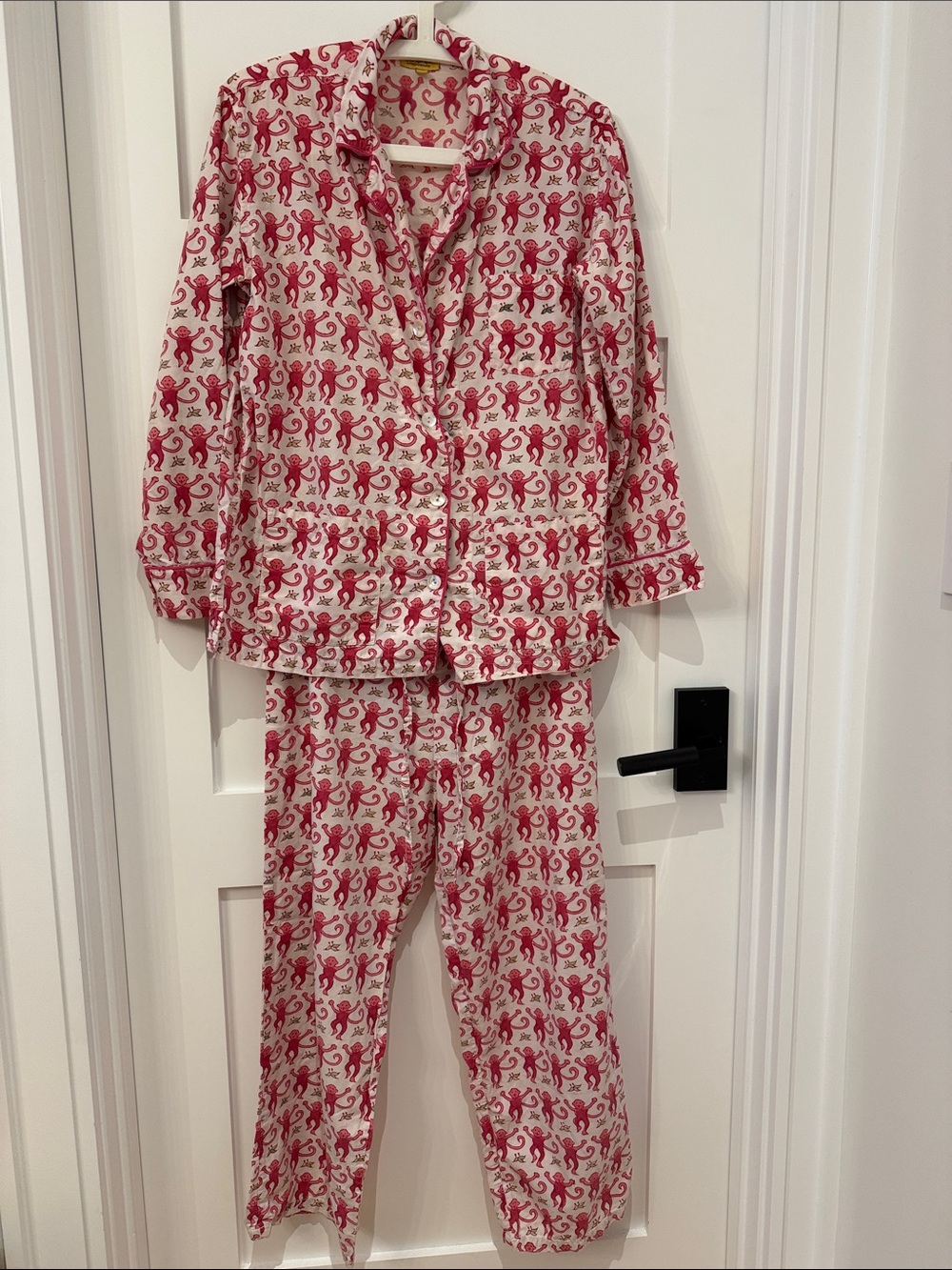 THE ORIGINAL Roberta Roller Rabbit Pink & white monkey Pajama Lounge Set! Small